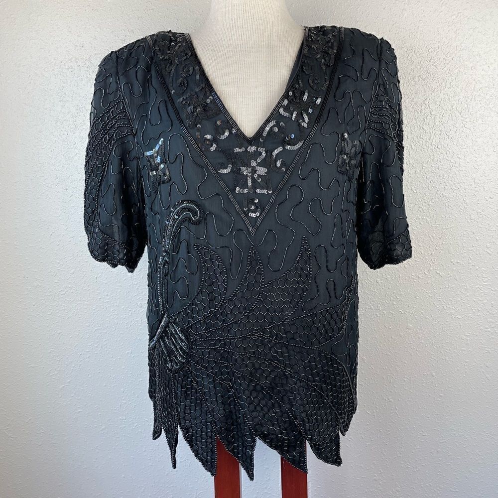 NWT Mark & John Beaded Sequin Blouse Size M